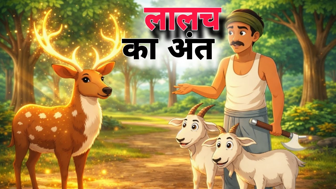  लालच का अंत | Lalach Ka Ant | Ek Gareeb Ladke Aur Divya Hirann Ki Kahani | LOKNAGRI TOONS 