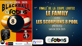 Regarder « Finale de la coupe Logitec AFEBAS 2024-2025 : Le Family contre Les Scorpions 8 Pool »