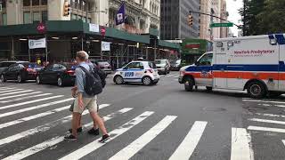 NEW YORK PRESBYTERIAN EMS AMBULANCE, 2 NYPD UNMARKED UNITS & A MARKED NYPD UNIT RESPONDING.
