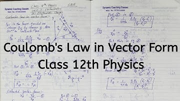 Coulombs Law in Vector Form, Chapter 1, Electric Charges and Fields, Class 12 Physics