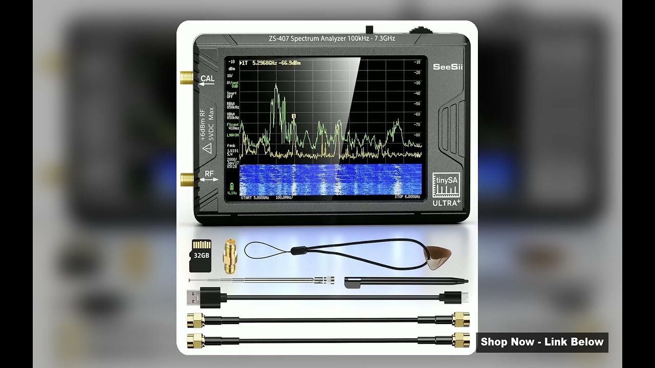 SEESII 4 Inch TinySA Ultra ZS407 73GHz Spectrum Analyzer HW V054 100kHz73GHz Handheld Tiny Frequency