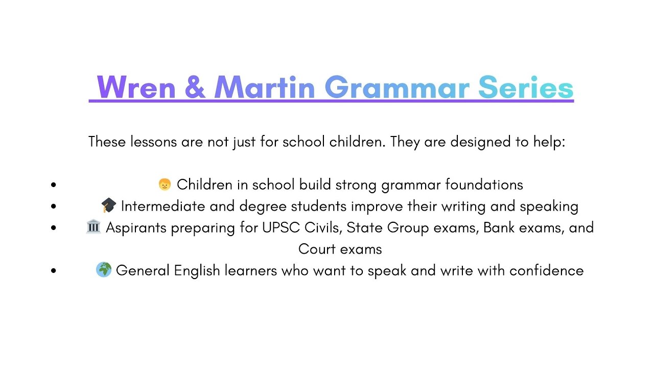 What is a Sentence? Wren and Martin English Grammar - YouTube