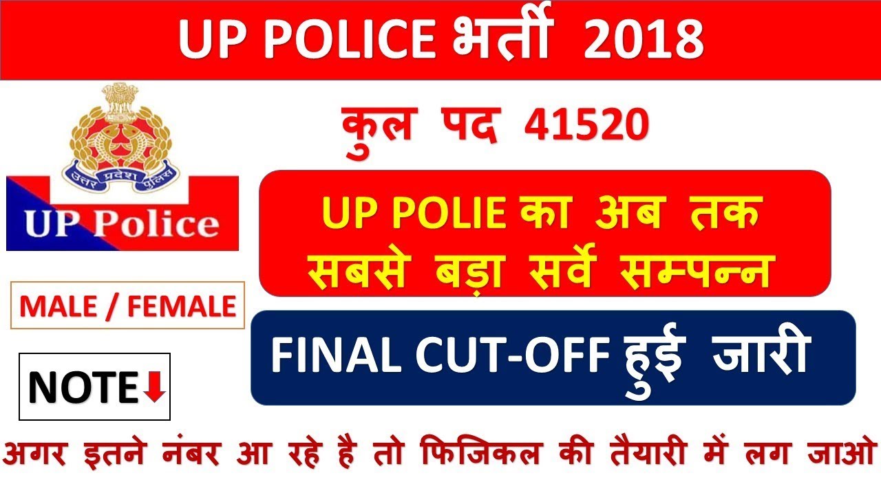 Up police bharti 2018/ up police cut off 2018 / up police expected cut off 2018 upp cut off