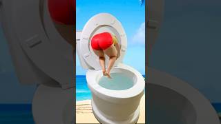 Jumping Backwards Into The Worlds Largest Toilet With Big Splash At The Beach #Shorts