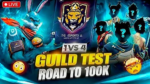 FF LIVE TOP 1 GUILD TEST 1 VS 4 | ROAD TO 100K ON LIVE | LIVE GUILD TESTING#fflive #girllive #ffgirl