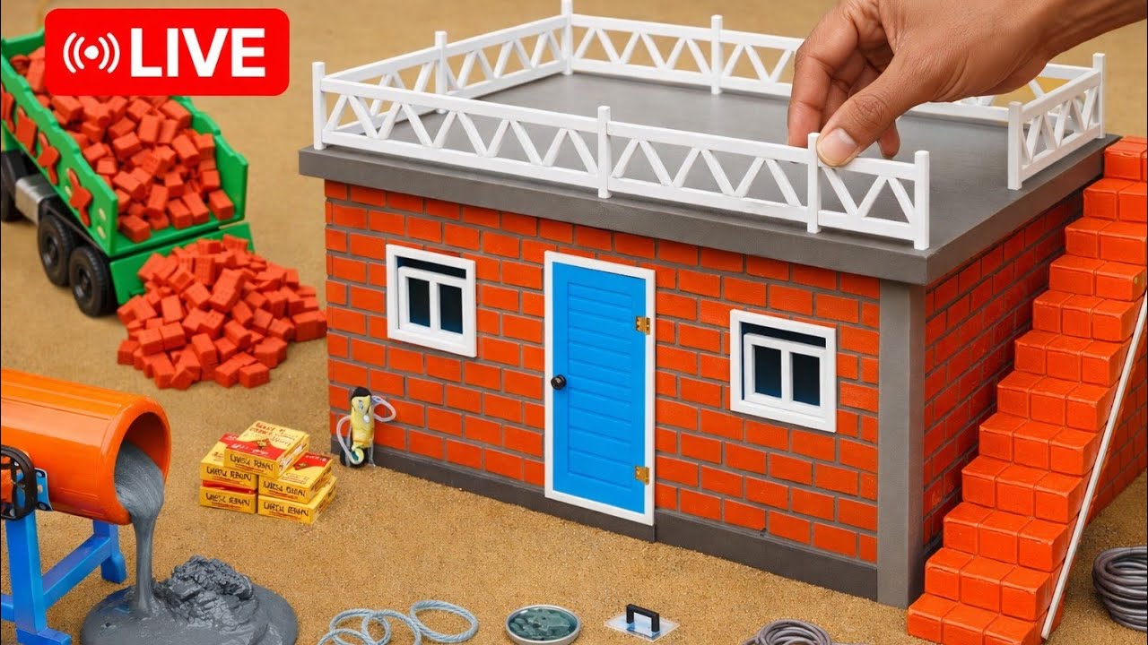 Mini House Construction LIVE | Real Brick Work