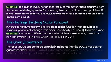 How to Resolve the Error with SQL Scalar Variable Using GETDATE in User-Defined Functions
