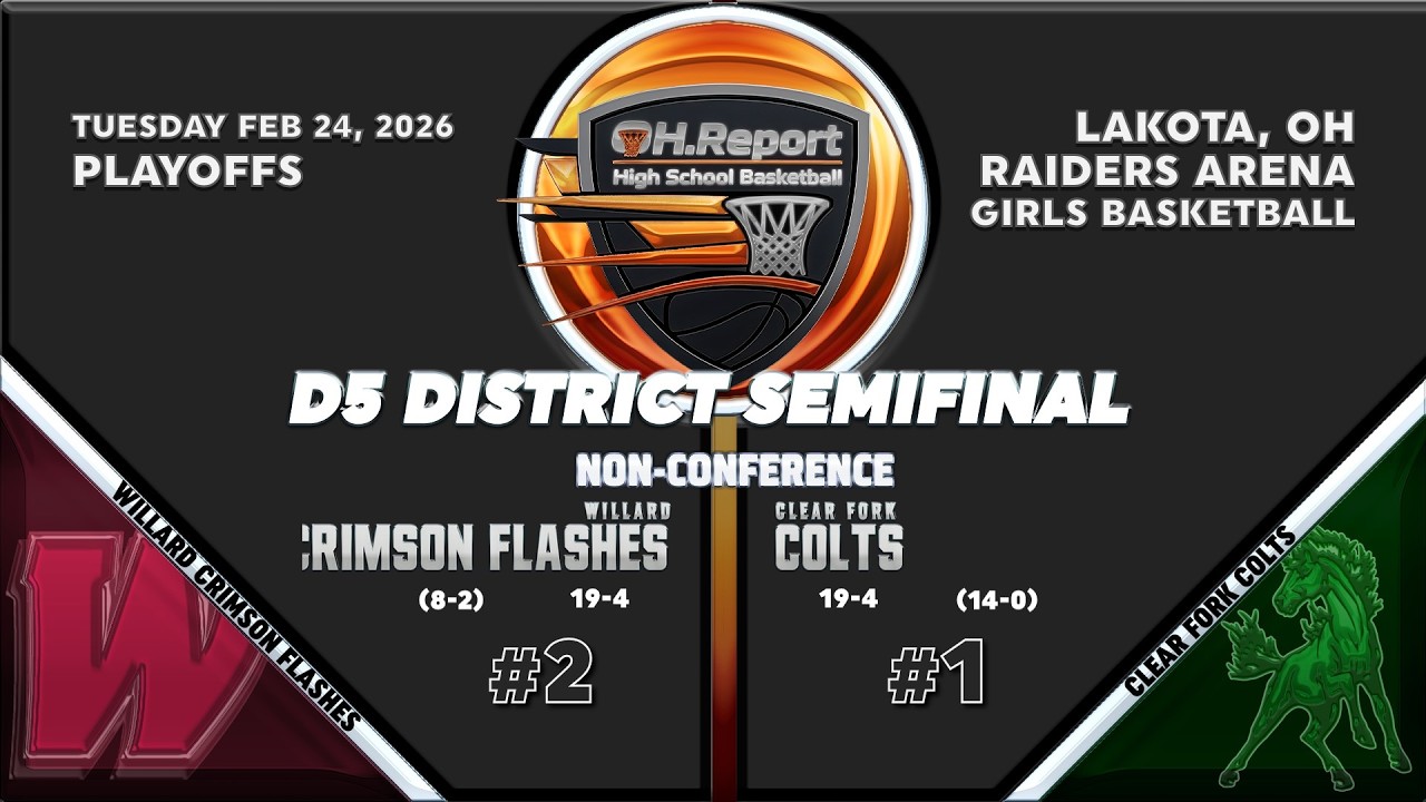 #2 Willard (19-4) vs #1 Clear Fork (19-4) - D5 Girls Basketball District Semifinal