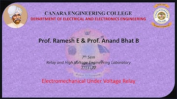 VTU R&HV LAB 17EEL77 L2 Electro Mechanical Under Voltage Relay