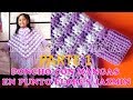 Poncho con mangas a crochet en punto FLOR JAZMÍN PARTE 1 con indicaciones para todas las TALLAS