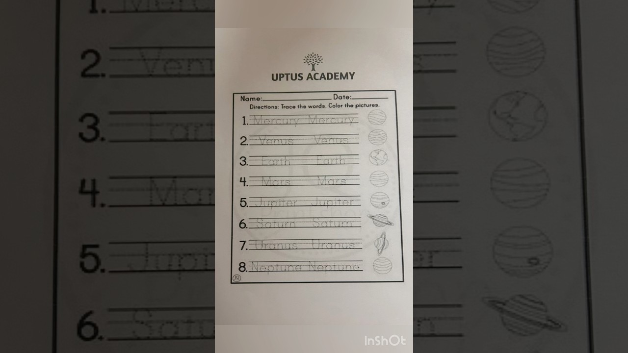 Tracing the letters: Planets Version 