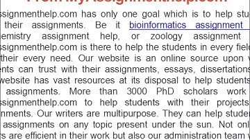 Online Bioinformatics Assignment Help By MyAssignmenthelp.com Experts
