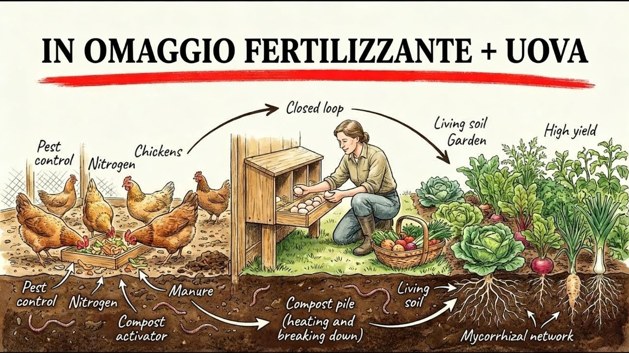 Come ottenere fertilizzante e uova gratis usando questo sistema di polli da cortile