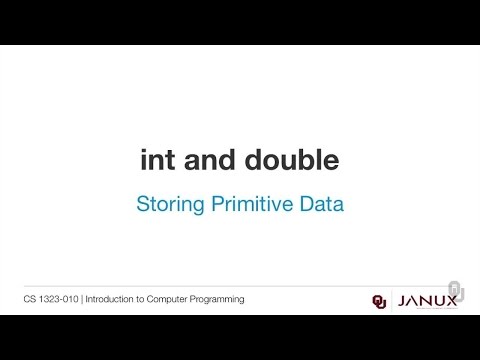 Introduction to Computer Programming - Storing Primitive Data - int and double