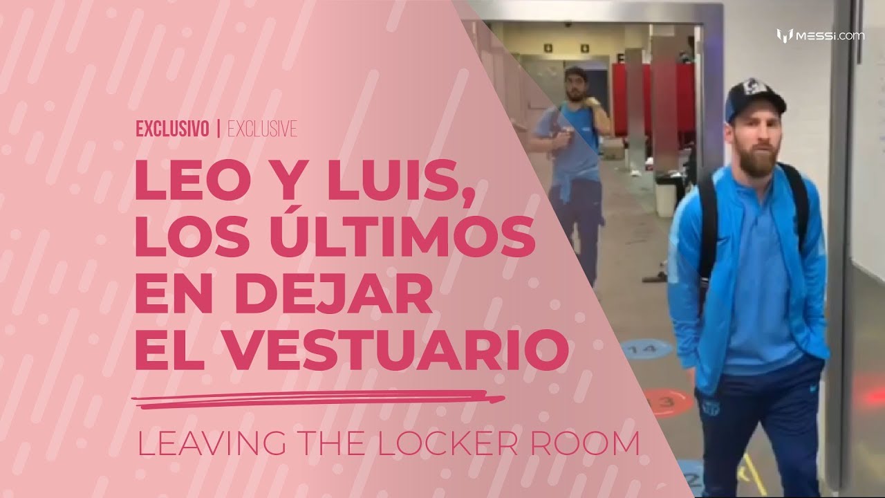 Leo Messi y Luis Suárez salen de los vestidores del FC Barcelona tras la práctica