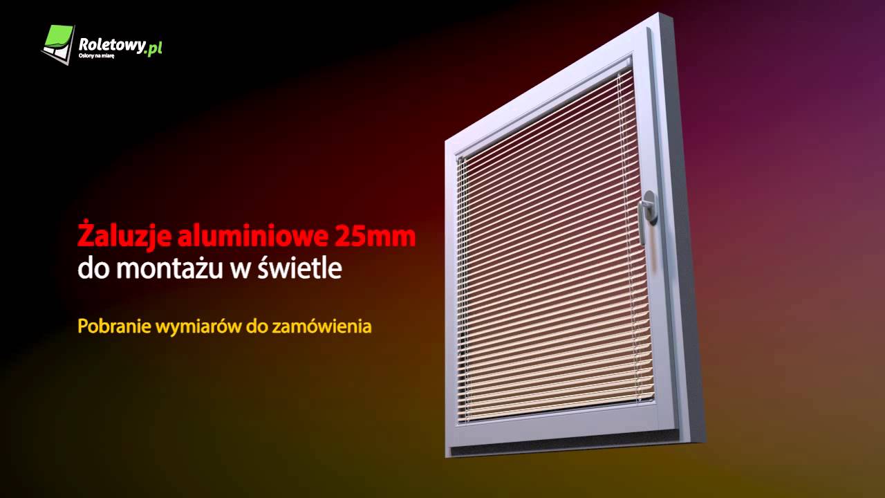 jak mierzyć żaluzja Pozioma Alu25 mm    Montaż na skrzydle / świetle .Roletowy.pl