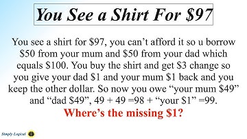 Missing Dollar Riddle || You see a shirt for $97 Riddle Solution Explained
