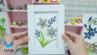 Steps to Make Quilling Blue-petaled Flowers Floating in The Wind | Making 3D Quilling Paper Crafts