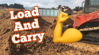 Load and carry with kubota skid steer loader  basement excavation