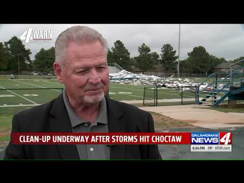 Choctaw Middle School football field, nearby neighborhoods damaged in storm