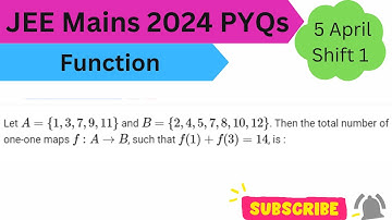 Let A={1,3,7,9,11} & B={2,4,5,7,8,10,12} Then total number of one-one maps f:A→B Such f(1)+f(3)=14