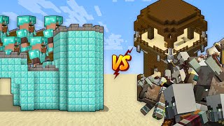 Minecraft - Diamond Castle Vs Pillager Outpost - Villagers Vs Raid