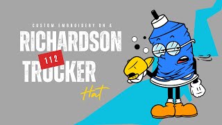 Embroidering on a Richardson 112 trucker hat using The EMT16X embroidery machine from Melco
