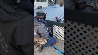 Deck Skirting Gate With White Lattice Detail! #deckconstruction #compositedecking #deckgate