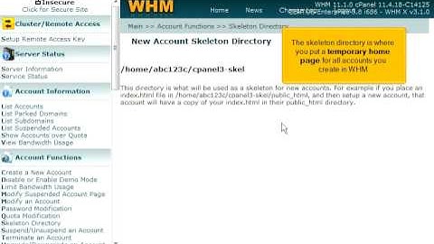 Hostsary.com Video Tutorial for WHM - Learning about the skeleton directory in WHM