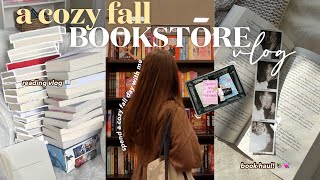 cozy bookstore vlog 🍂🧸☕️ spend the day book shopping with me at barnes \& noble + book haul!
