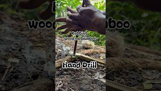 Hand drill friction fire, wood on bamboo #primitivefirelighting #bushcraft