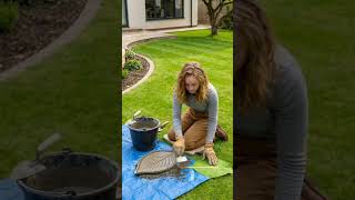 DIY leaf path #GardenDIY #ConcreteCraft