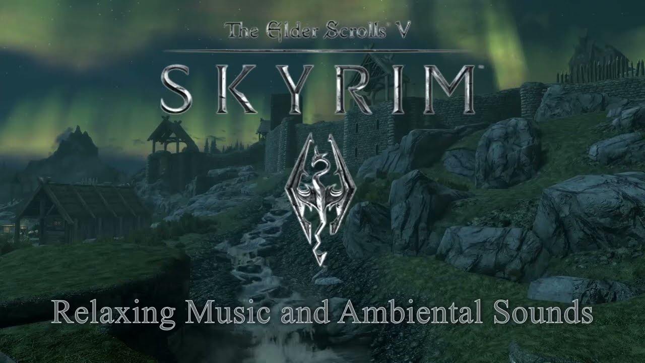 Whiterun After Dark 🌌 Streets, Lanterns & Aurora Ambience