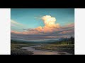PAINTING STORM CLOUDS - BLOCKING IN, LAYERING COLORS, ADDING DETAILS, FINISHING THE LANDSCAPE