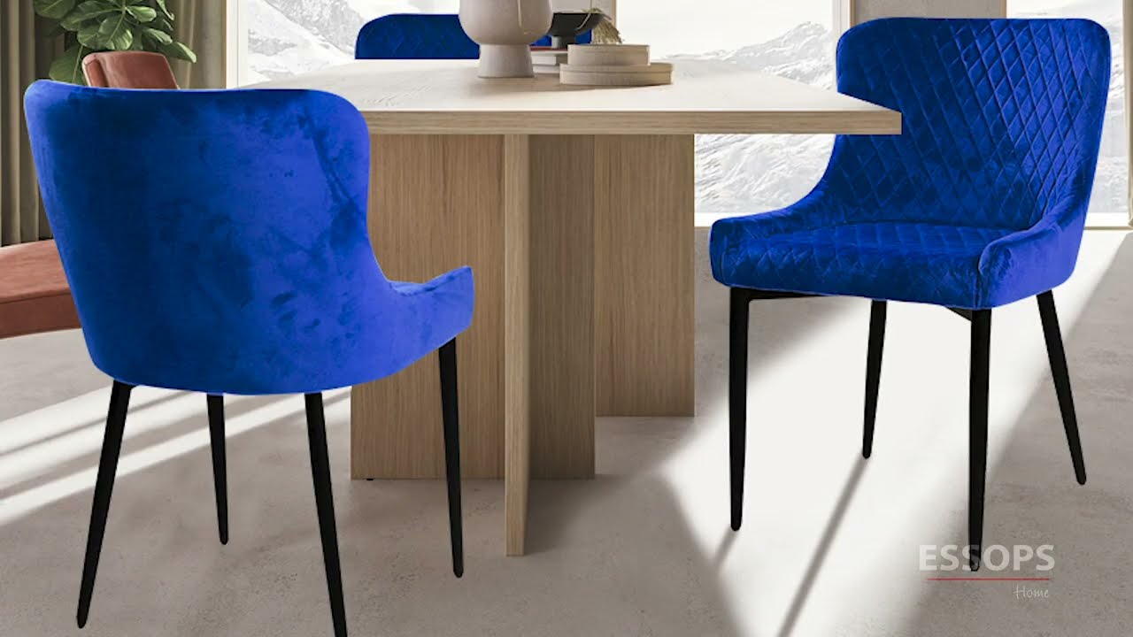 Dean Velvet Dining Chair Blue