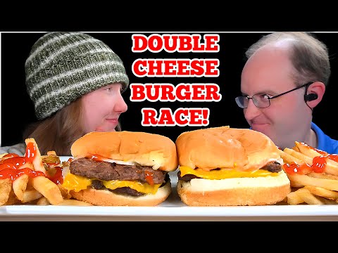 ASMR DOUBLE CHEESEBURGER RACE MUKBANG EATING SOUNDS