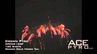 CP059-100F Crown Pyro 100 Shots Fanned Gold Horse Tail