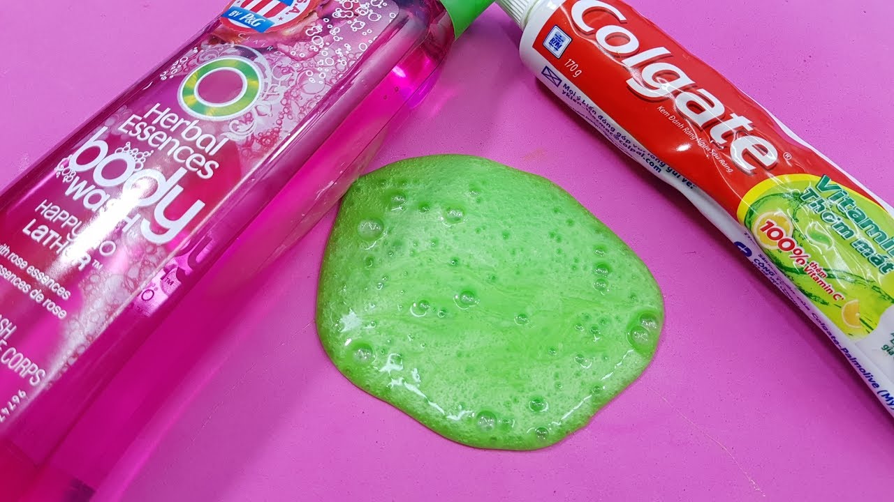 Body Wash And Colgate Toothpaste Slime How To Make Slime Wash Salt And Toothpaste No Glue