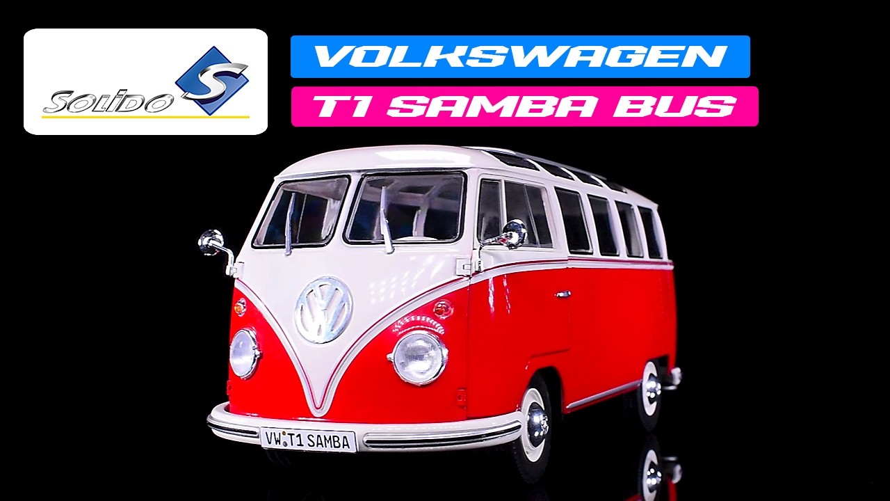 1962 Volkswagen T1 Samba Bus Red and White 1/18 Diecast Model Car