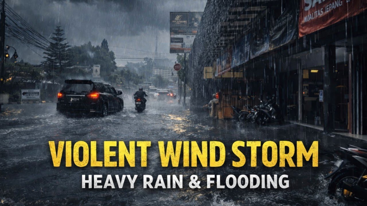 Extreme Wind & Heavy Rain 🌪️ Thunderstorm Sounds for Deep Sleep