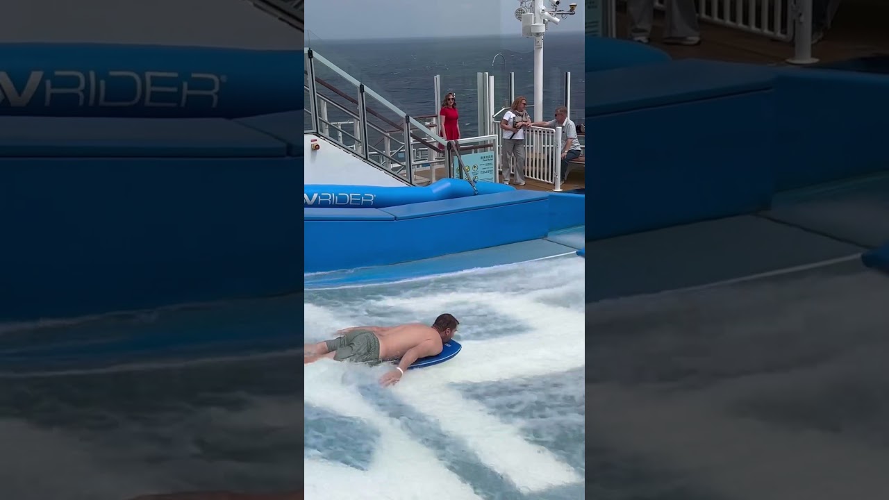 Surfing in a cruise ship? #cruise #cruiseship #royalcaribbean #flowrider #spectrumoftheseas