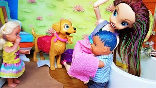 KATYA IS BALDING, THE PAINT DOES NOT WASH OFF! Funny family funny dolls Darinelka videos with Barbie