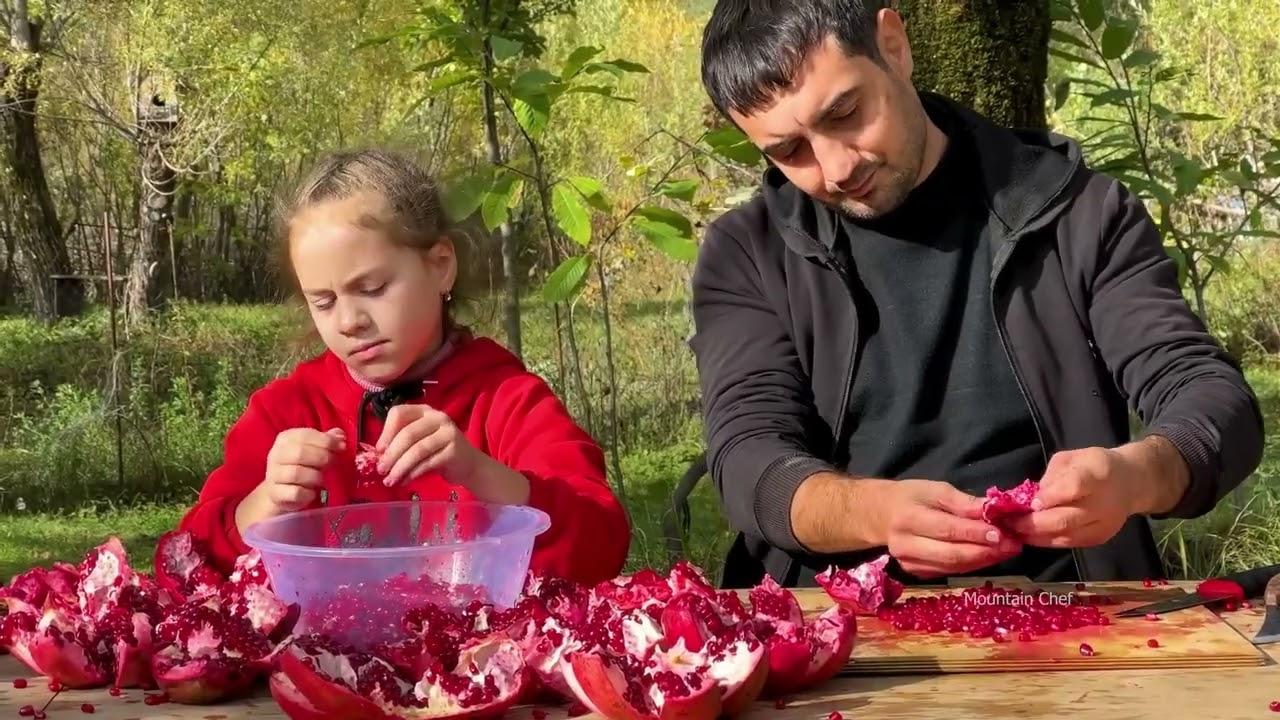 The Most BEAUTIFUL Village Jam! 🍯🍇 Cooking Ruby & Gold (Quince + Pomegranate) over Fire 🔥