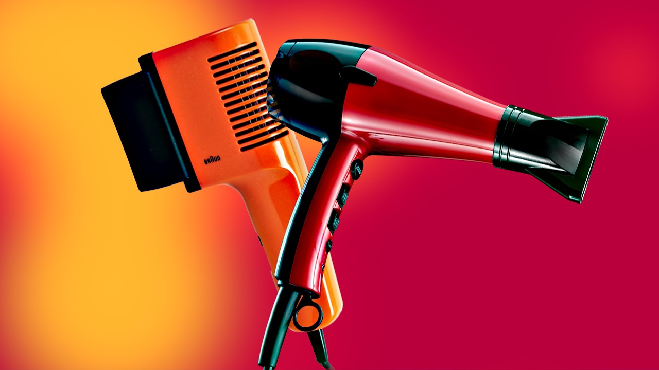 Звук двух фенов для сна 😴 | Классический красный + Компактный серый