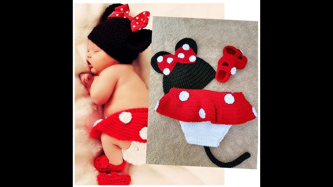 1 parte 🌈🥰❤disfraz de minnie mouse a crochet para bebe de 0-3 meses  🌈🥰❤️ 