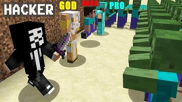 Minecraft Battle: Noob vs PRO vs HACKER vs GOD : ZOMBIE APOCALYPSE CRAFTING Challenge - Animation