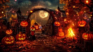Cozy Halloween Pumpkin Farm Atmosphere: Crackling Fire, Soft Spooky Sounds, and Nature's White Noise screenshot 2
