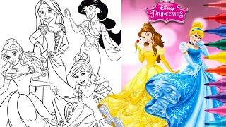 All Together Princesses Coloring Page DISNEY Cinderella Belle Jasmine Rapunzel Princess Compilation All Together Princesses Coloring Page DISNEY Cinderella Belle Jasmine Rapunzel Princess Compilation