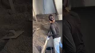 Stair edge leveling with simple tools smooth finish #shorts #stairs #construction