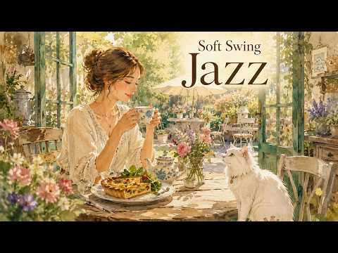 Cozy Morning Cafe Jazz ☕ Relaxing 1940s Vintage Café Playlist | A Morning on the Garden Terrace